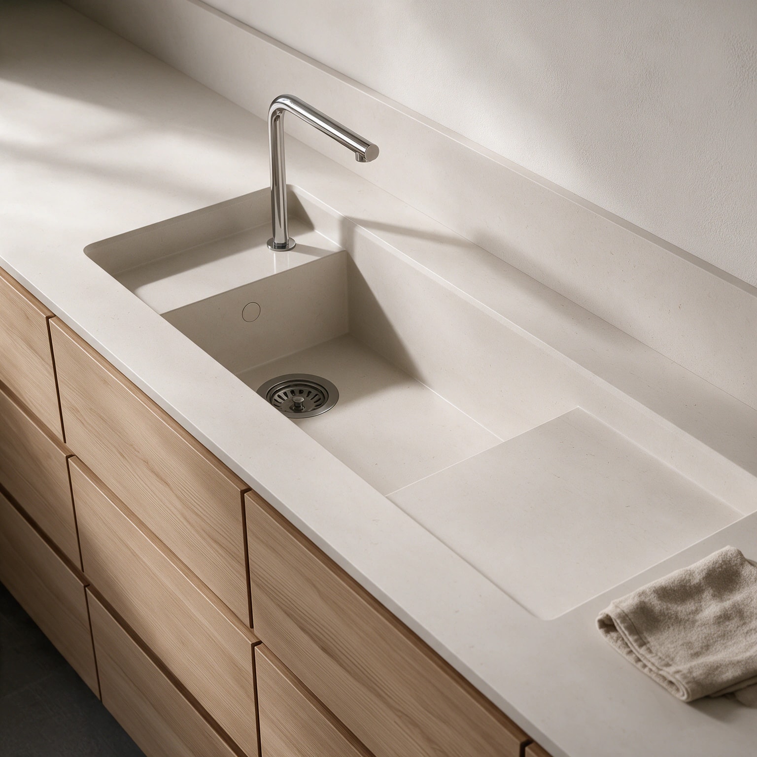 Martina sink integrated into a Dekton Danae kitchen countertop.