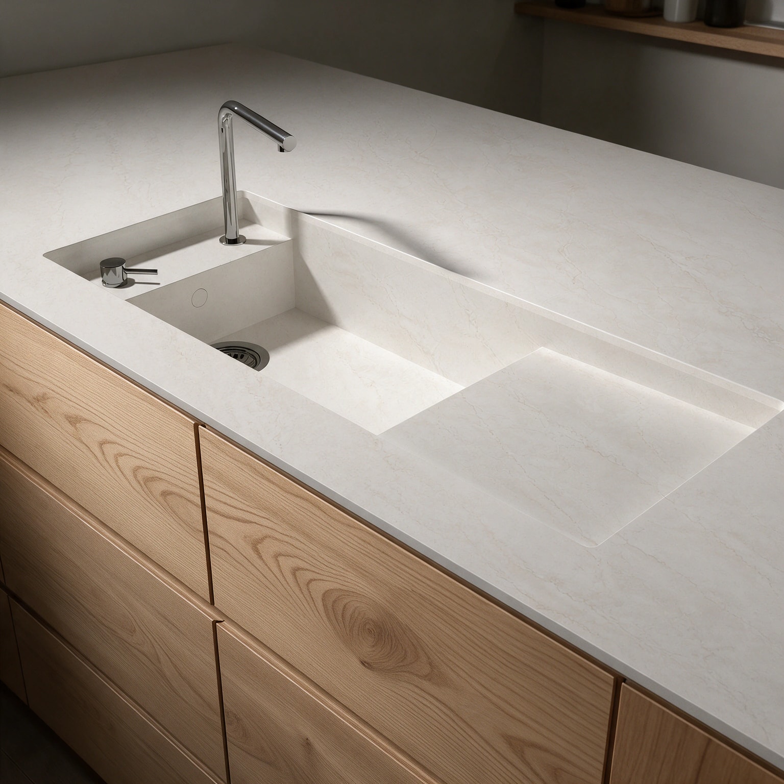 Martina sink integrated into a Dekton Thala kitchen countertop.