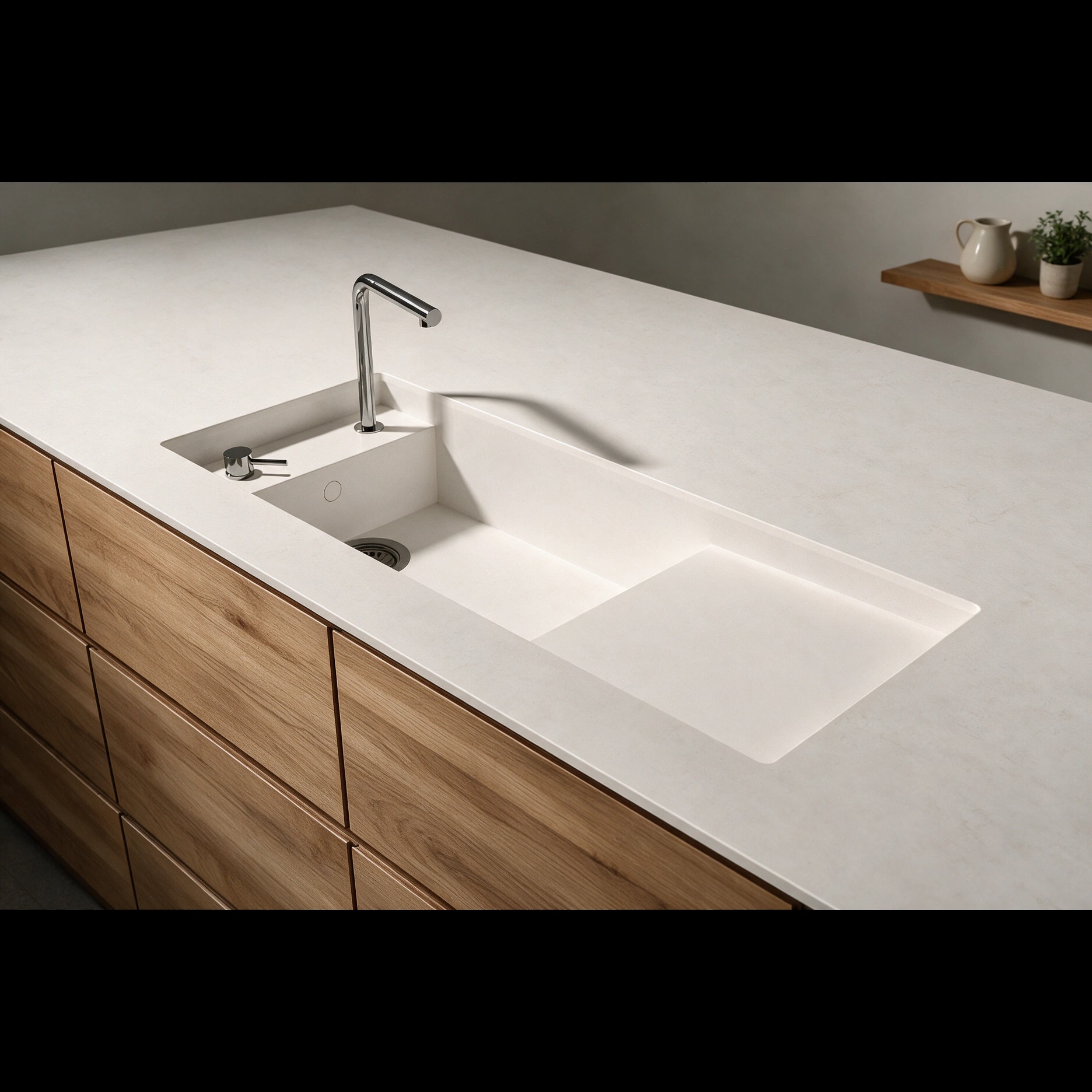 Martina sink integrated into a Dekton Zenith kitchen countertop.