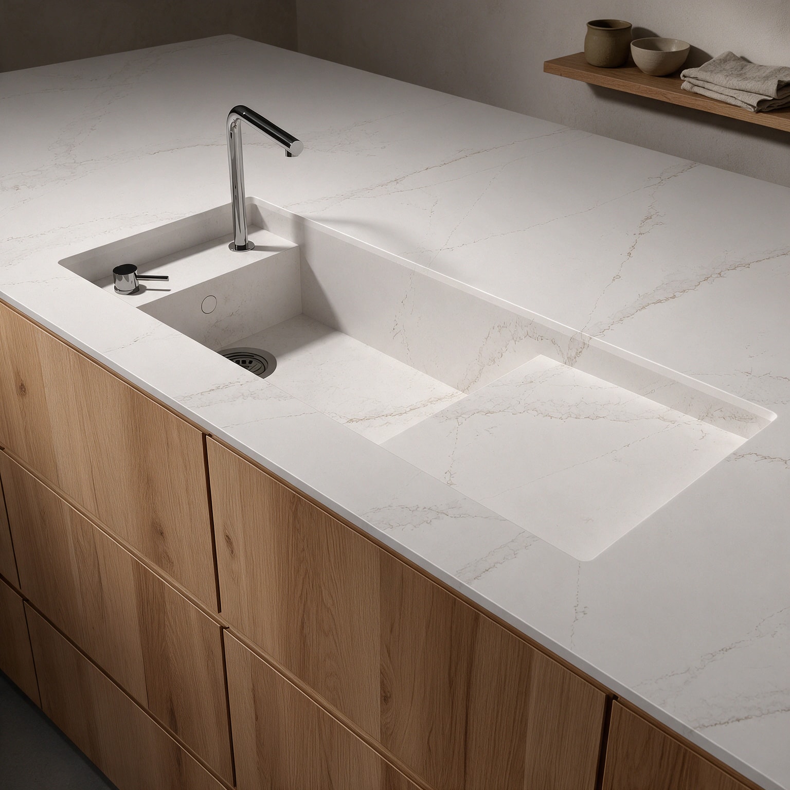 Martina sink integrated into a Silestone Bronze Rivers kitchen countertop.