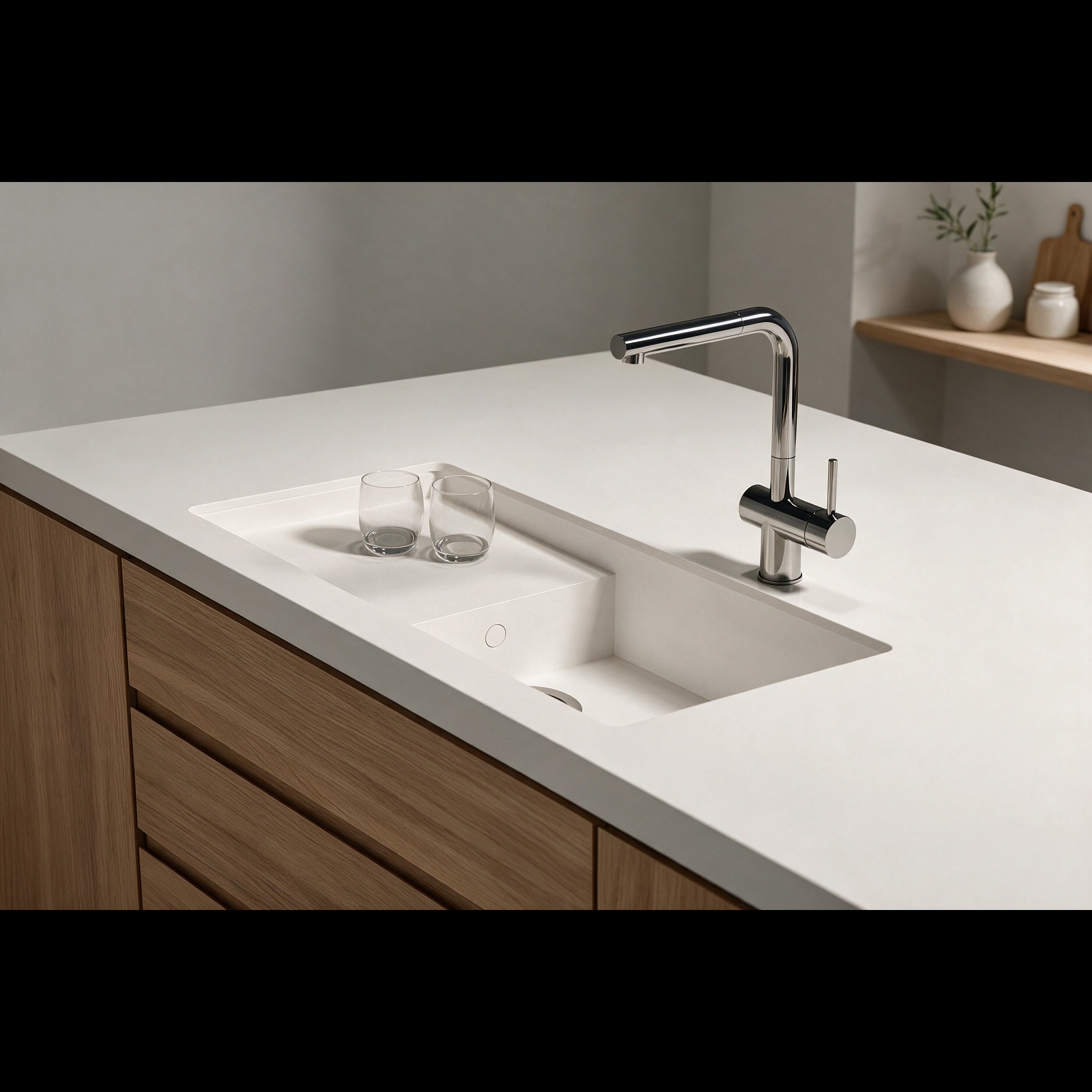 Portitxol sink integrated into a Dekton Halo kitchen countertop.