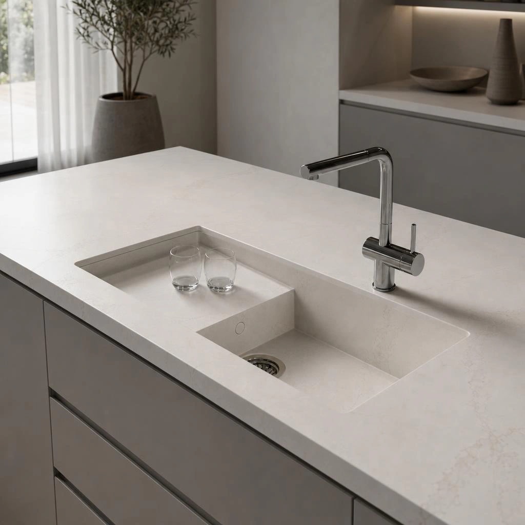 Fregadero Oasink Portitxol integrado en encimera Silestone Bronze Rivers