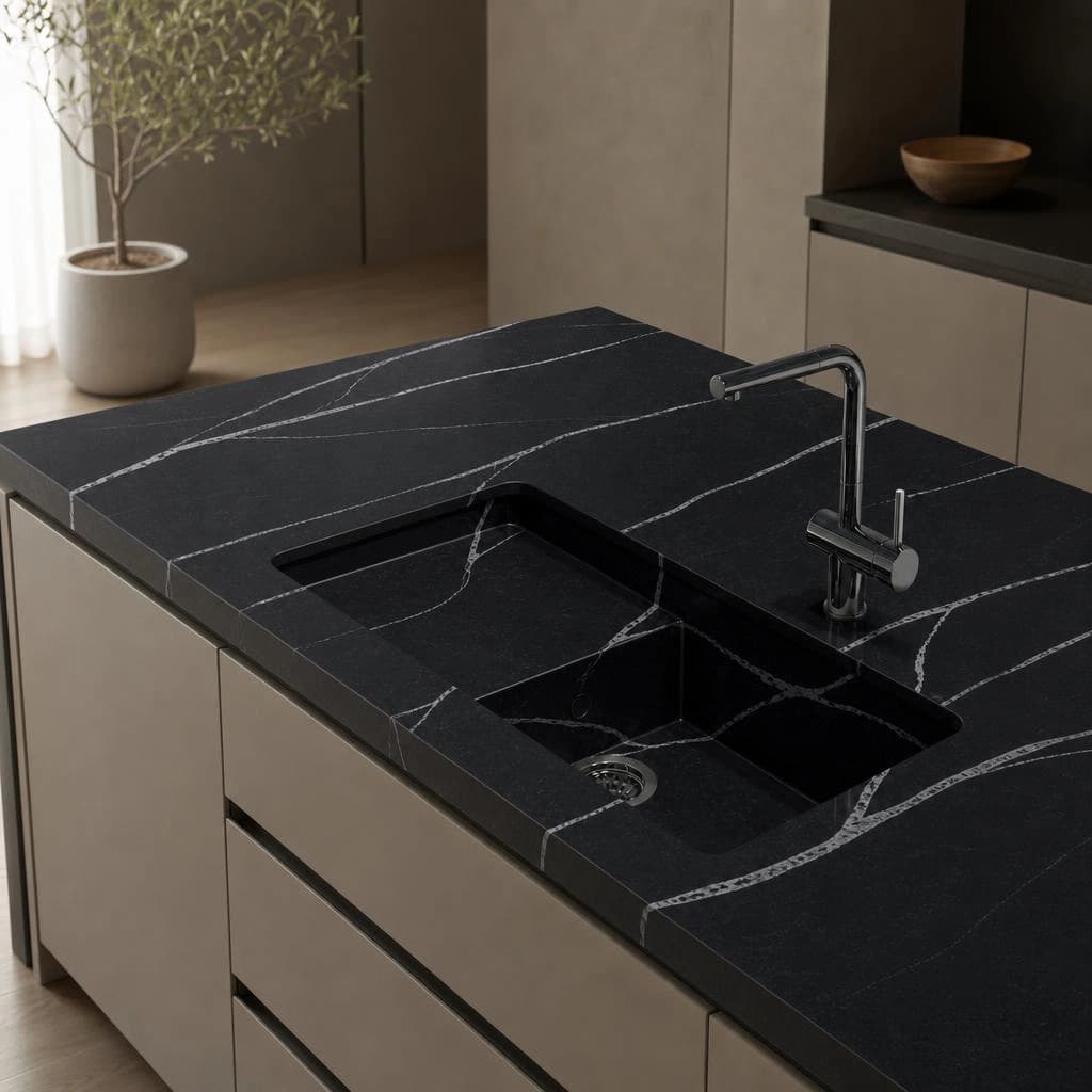 Fregadero Oasink Portitxol integrado en encimera Silestone Et Marquina