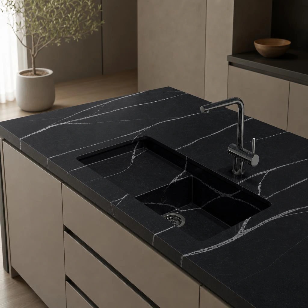 Fregadero Oasink Portitxol integrado en encimera Silestone Et Marquina