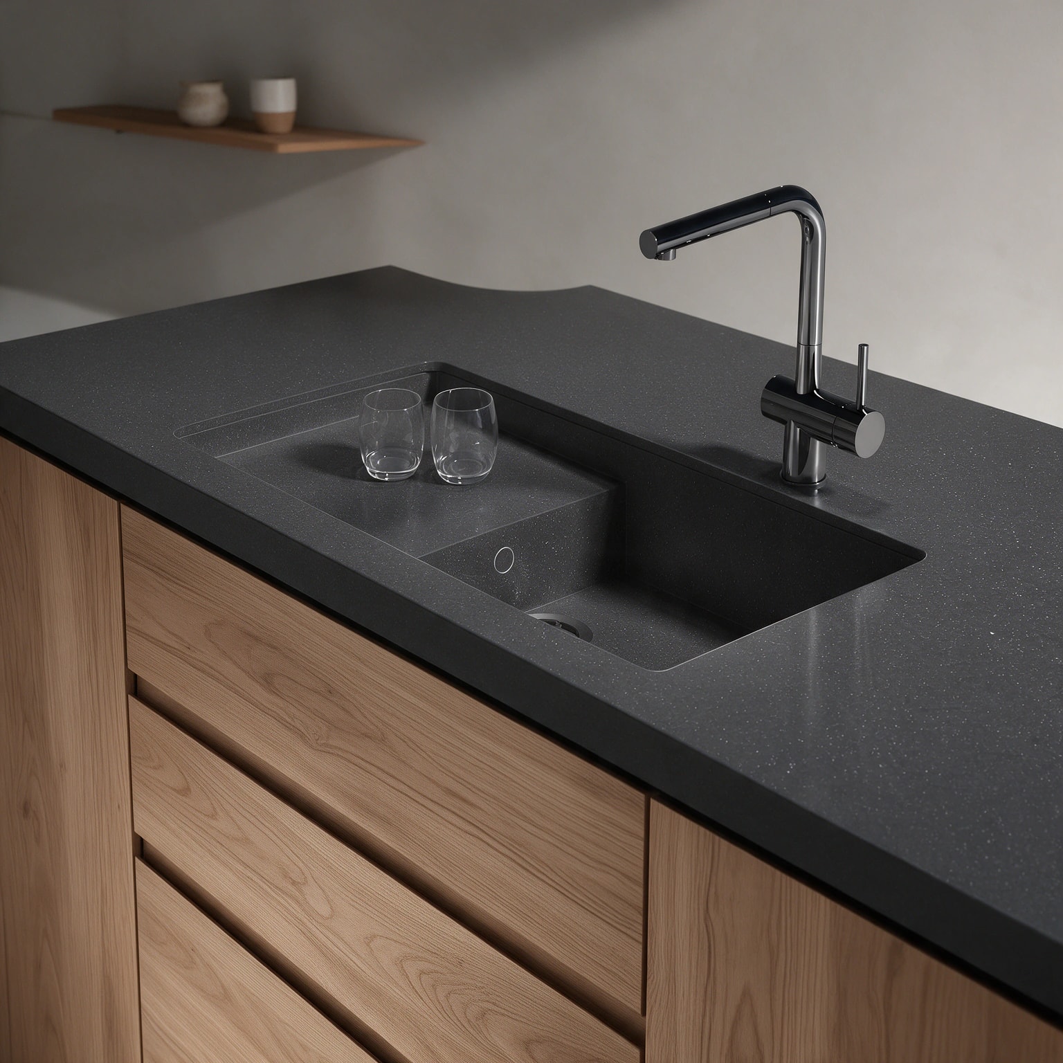 Portitxol sink integrated into a Silestone Ffrom03 kitchen countertop.