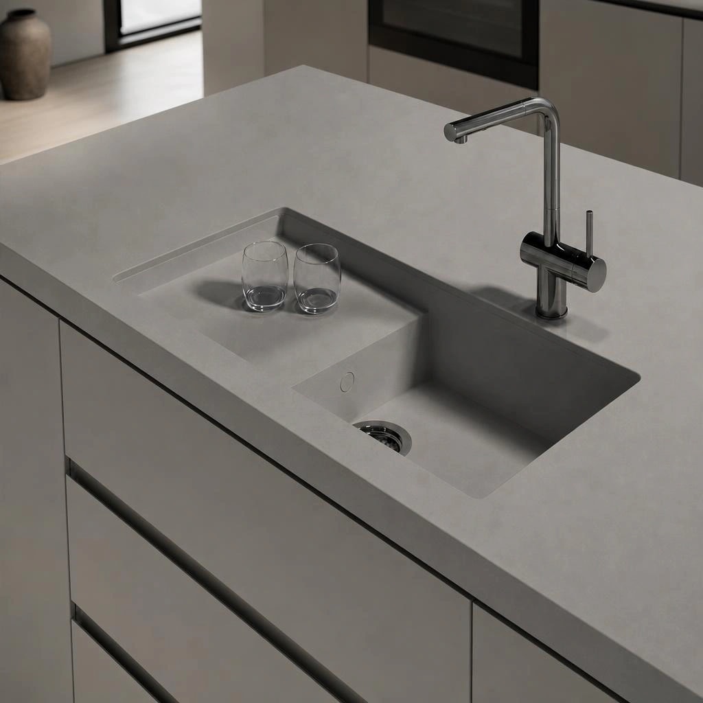 Fregadero Oasink Portitxol integrado en encimera Silestone Gris Expo