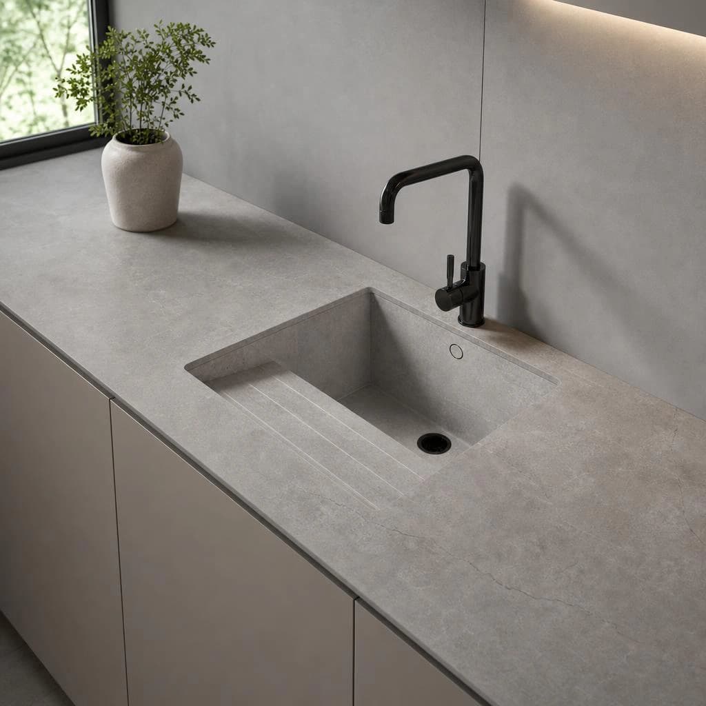 Fregadero Oasink Sa Talaia integrado en encimera Dekton Soke