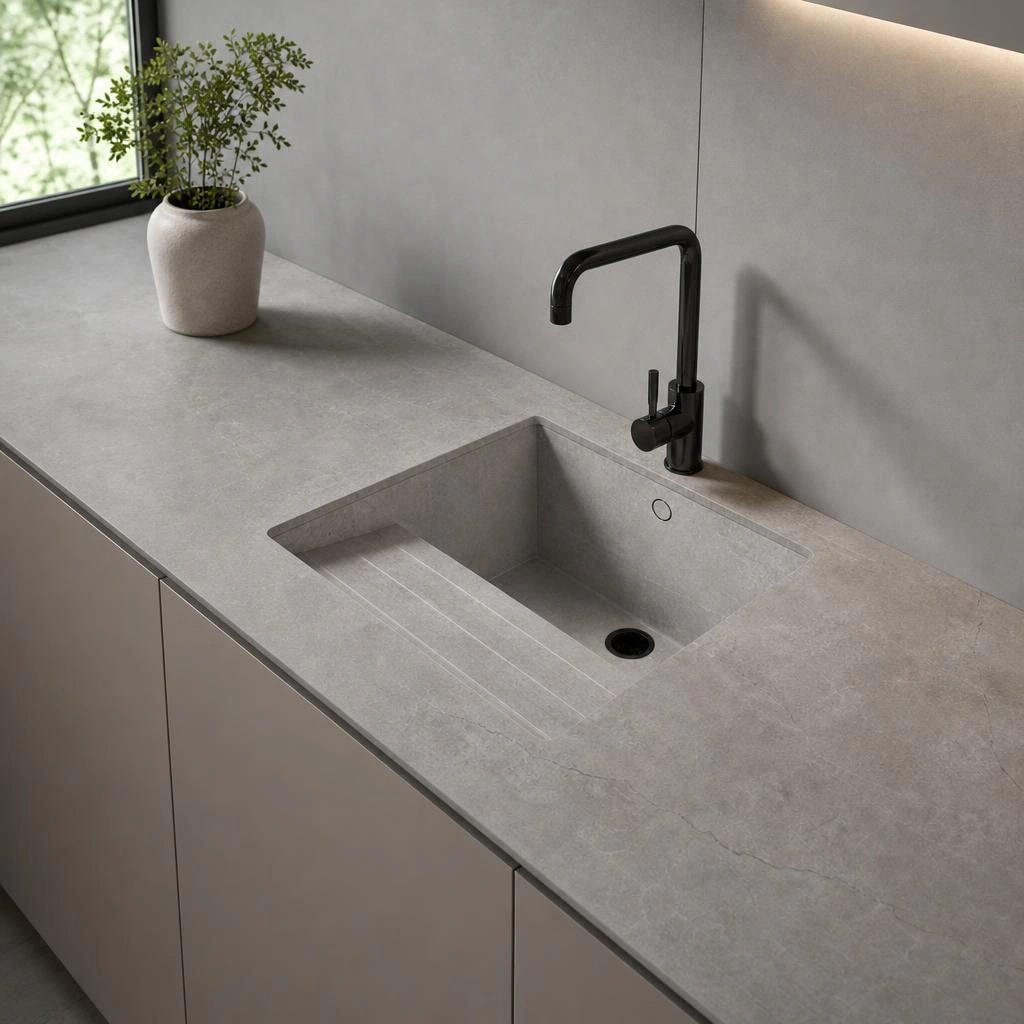 Fregadero Oasink Sa Talaia integrado en encimera Dekton Soke