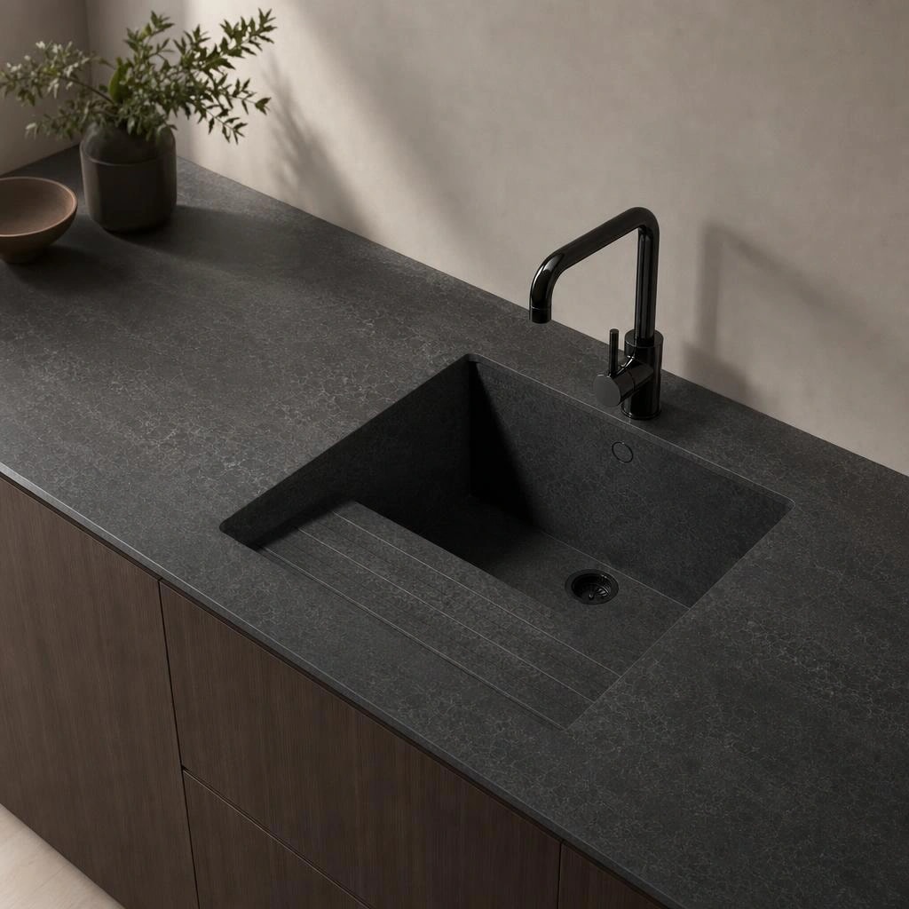 Fregadero Oasink Sa Talaia integrado en encimera Silestone Raw D