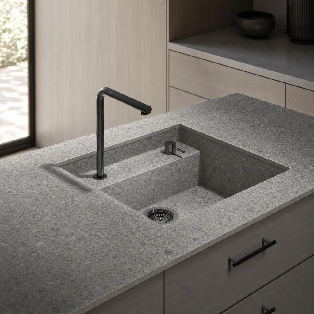 Fregadero Oasink Saladeta integrado en encimera Dekton Ceppo