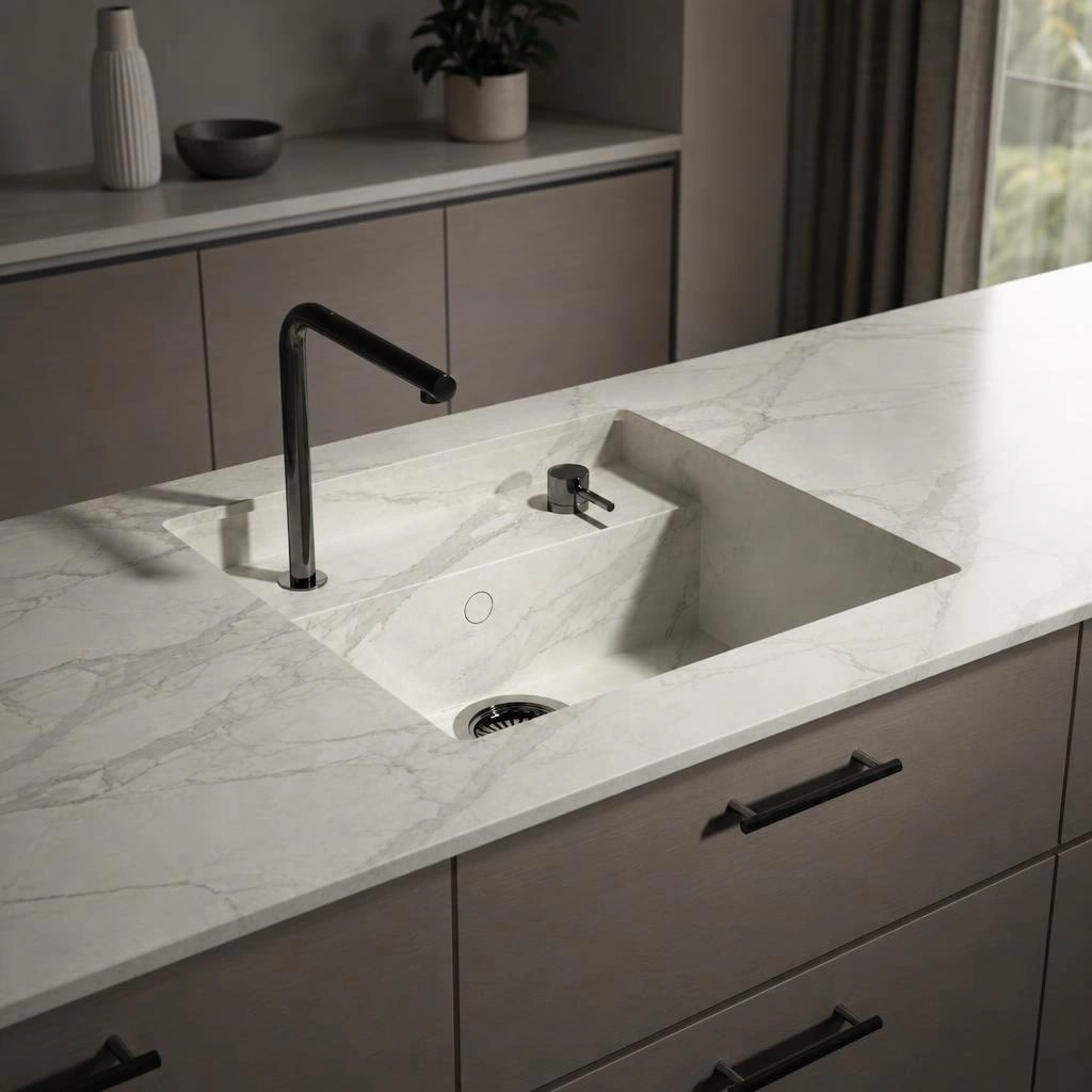 Fregadero Oasink Saladeta integrado en encimera Dekton Lucid