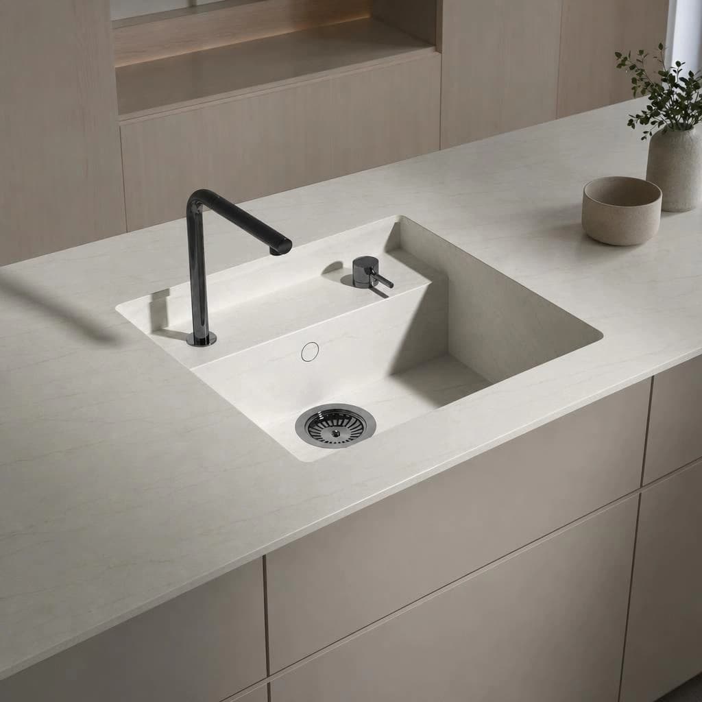 Fregadero Oasink Saladeta integrado en encimera Dekton Neural