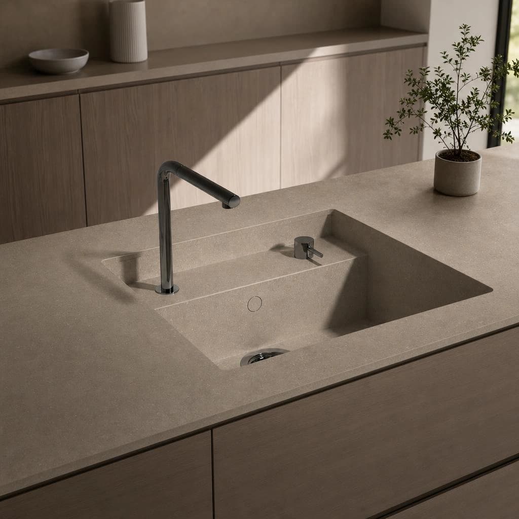 Fregadero Oasink Saladeta integrado en encimera Silestone Coral Clay Colour