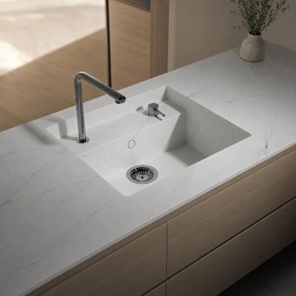 Fregadero Oasink Saladeta integrado en encimera Silestone Ethereal Noctis