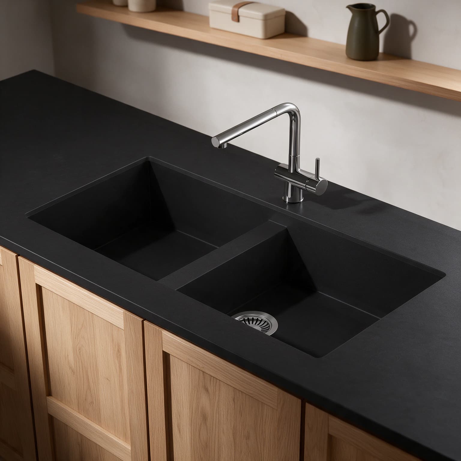 Spüle Vadella, integriert in eine Küchenarbeitsplatte aus Dekton Sirius.