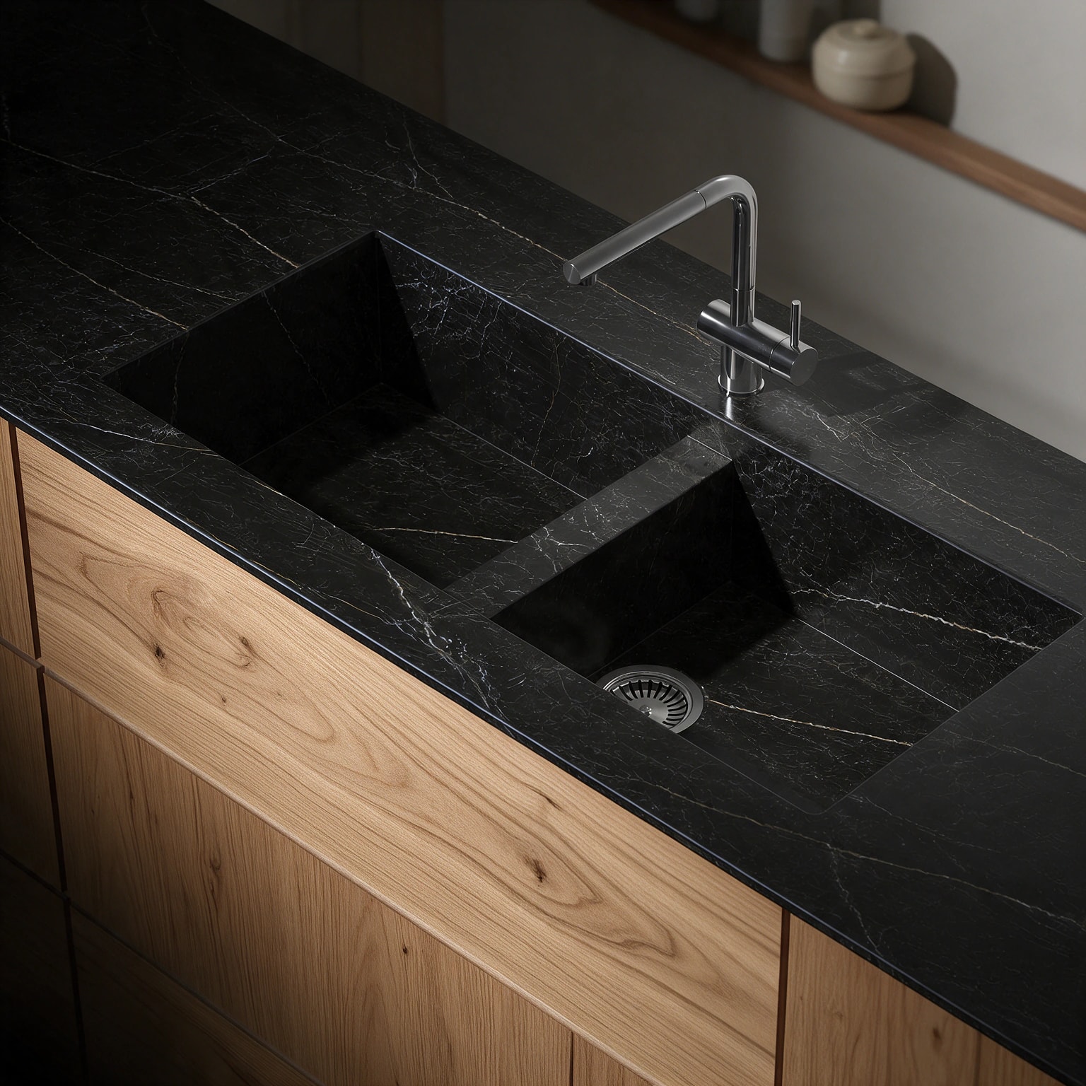 Vadella sink integrated into a Dekton Somnia kitchen countertop.