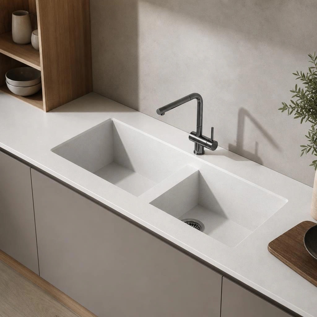 Fregadero Oasink Vadella integrado en encimera Silestone Blanco Norte14